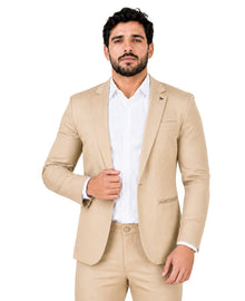 Blazer Bege Masculino Básico Com Bolso - Per Pochi