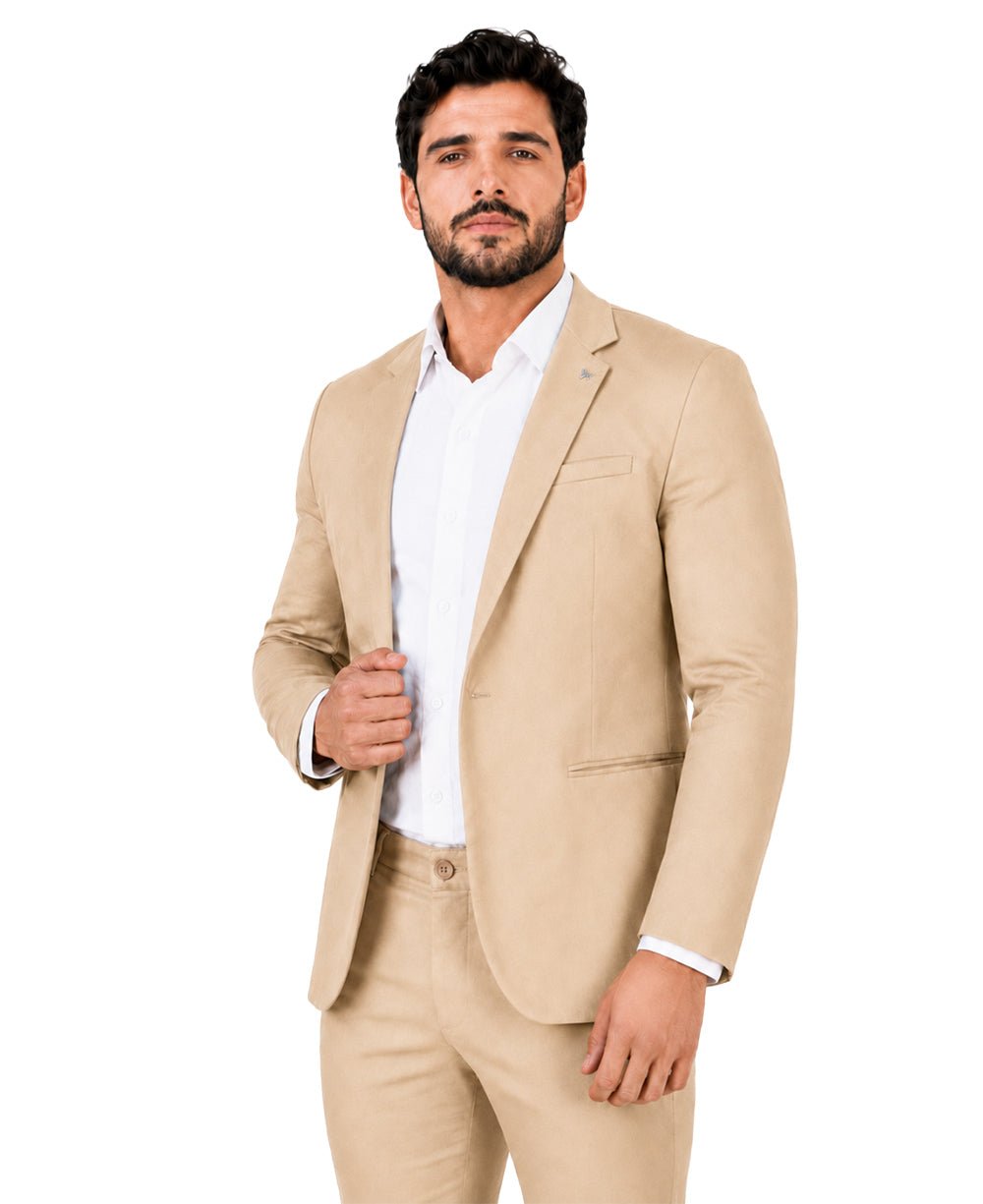 Blazer Bege Masculino Básico Com Bolso - Per Pochi