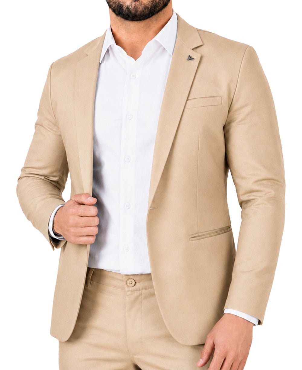 Blazer Bege Masculino Básico Com Bolso - Per Pochi