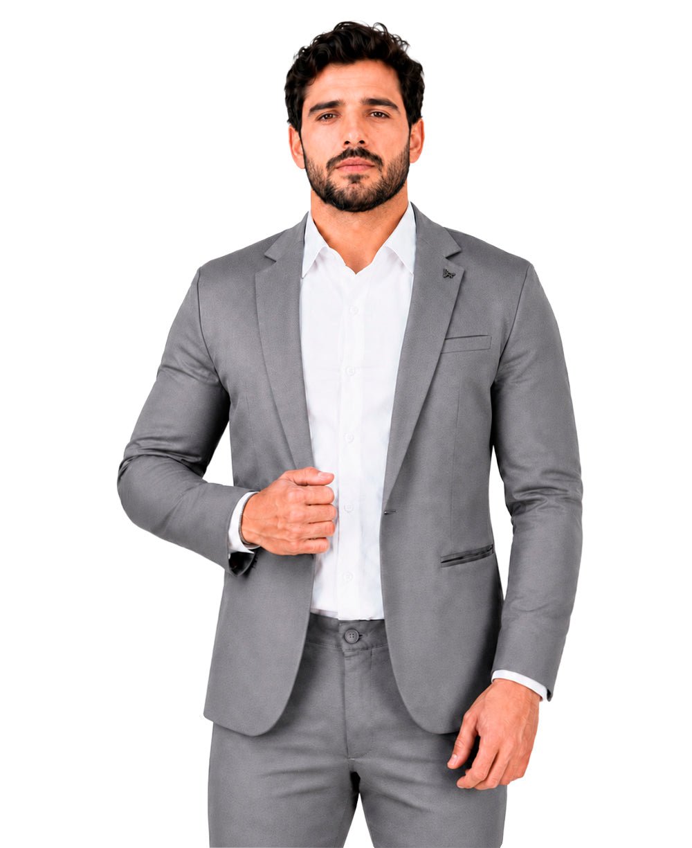 Blazer Cinza Masculino Básico Acetinado - Per Pochi