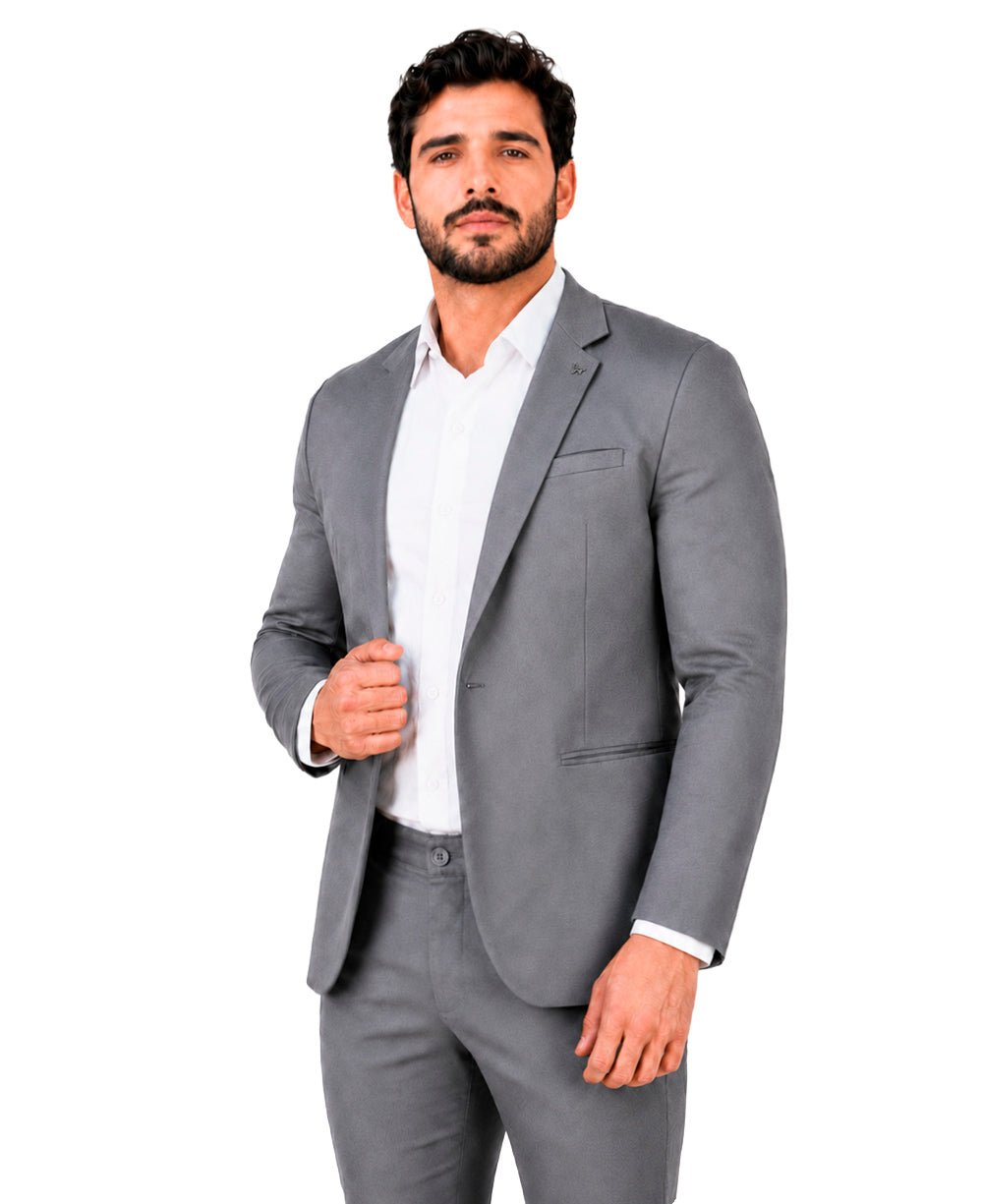 Blazer Cinza Masculino Básico Acetinado - Per Pochi