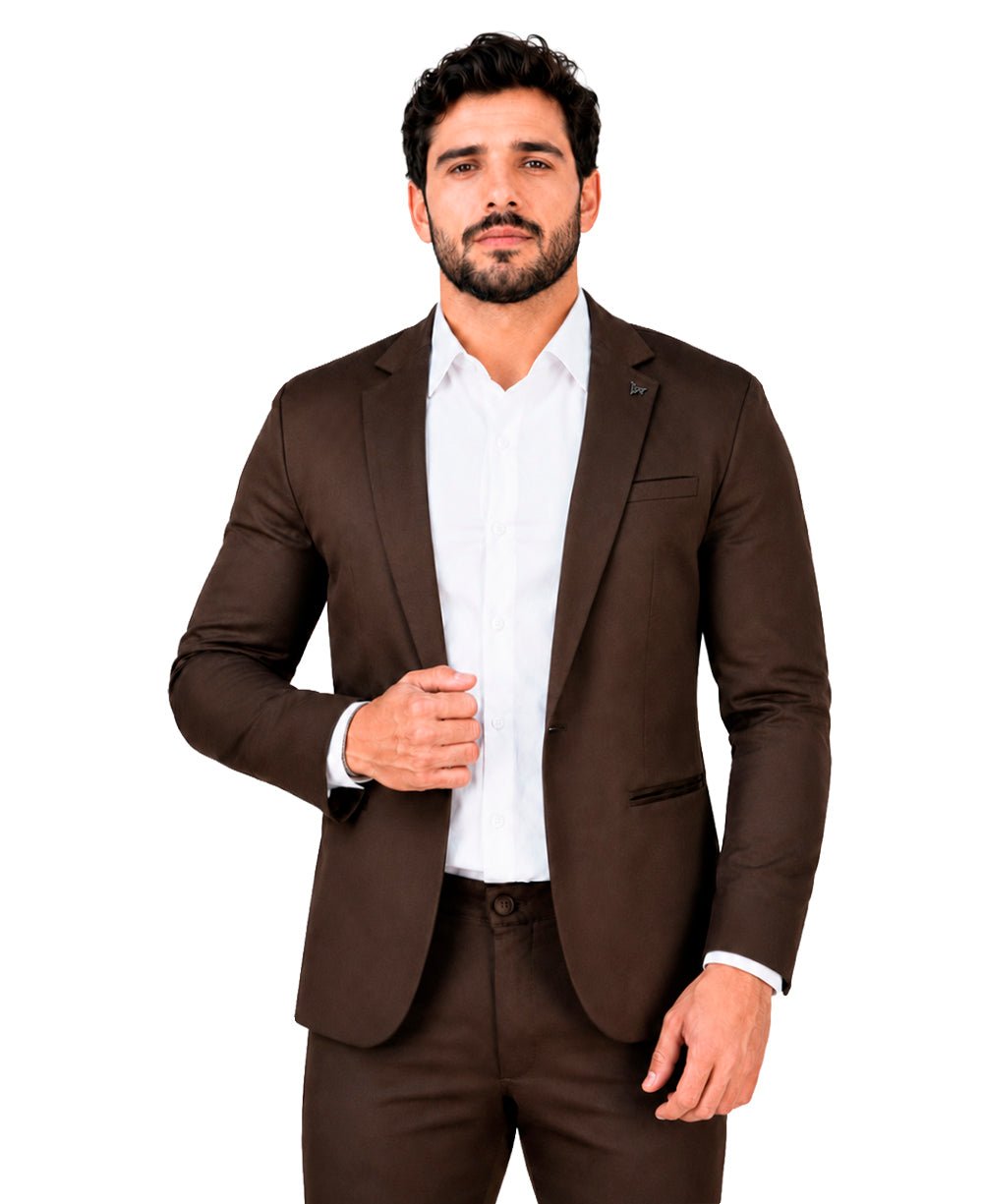 Blazer Marrom Masculino Básico Acetinado - Per Pochi