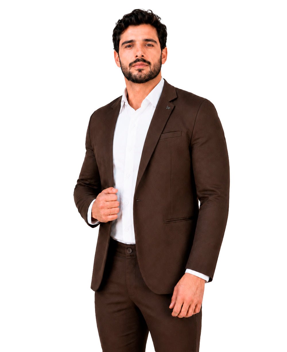 Blazer Marrom Masculino Básico Acetinado - Per Pochi