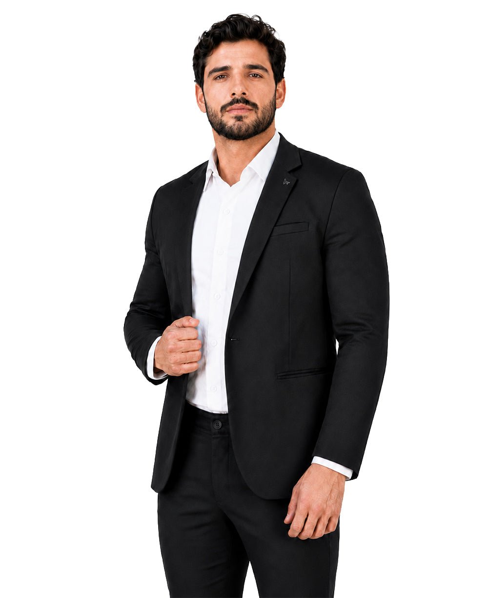 Blazer Preto Masculino Básico Acetinado - Per Pochi