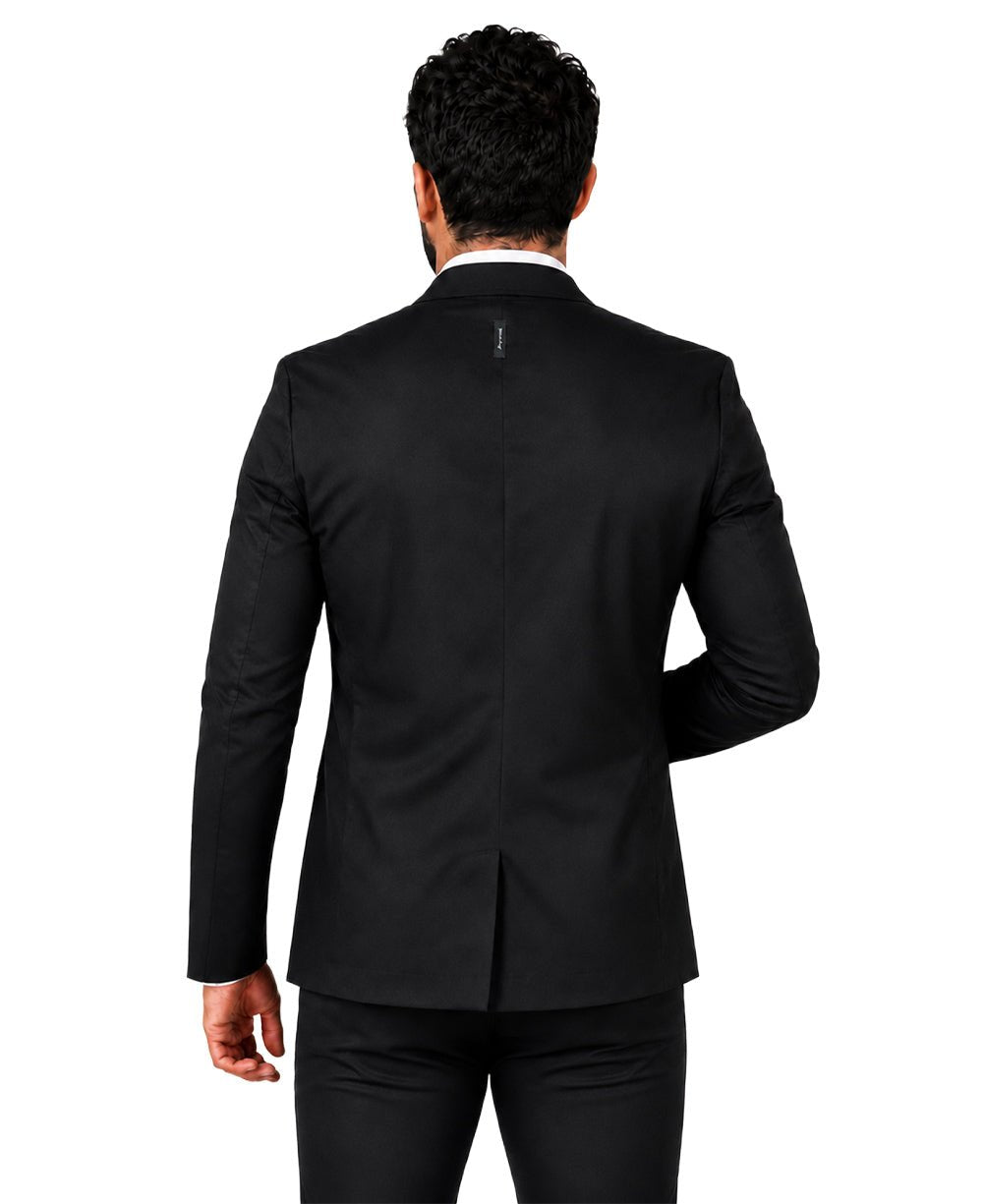 Blazer Preto Masculino Básico Acetinado - Per Pochi