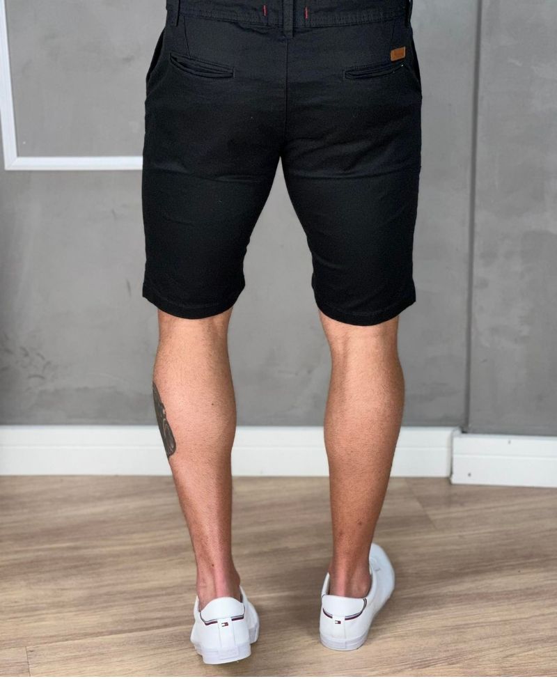 Bermuda Alfaiataria Preta Masculina Lisa - Paladho´S Jeans Wear