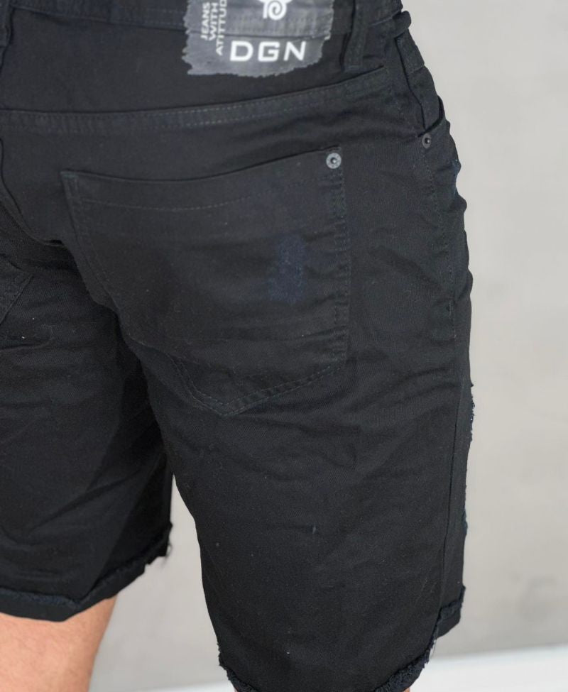 Bermuda Jeans Masculino Destroyd Sarja Preta - Degrant