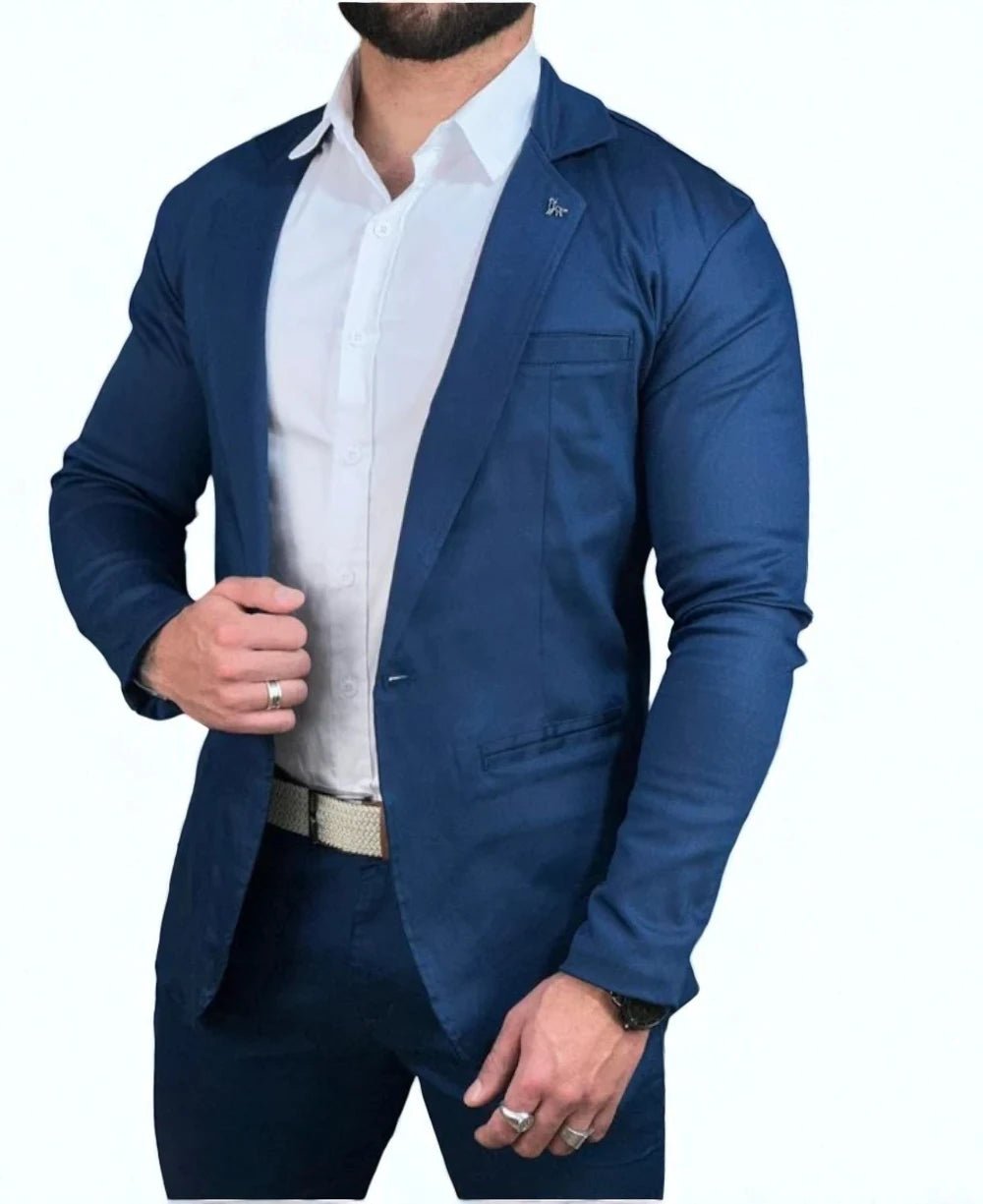 Blazer Azul Marinho Masculino Básico Acetinado - Per Pochi