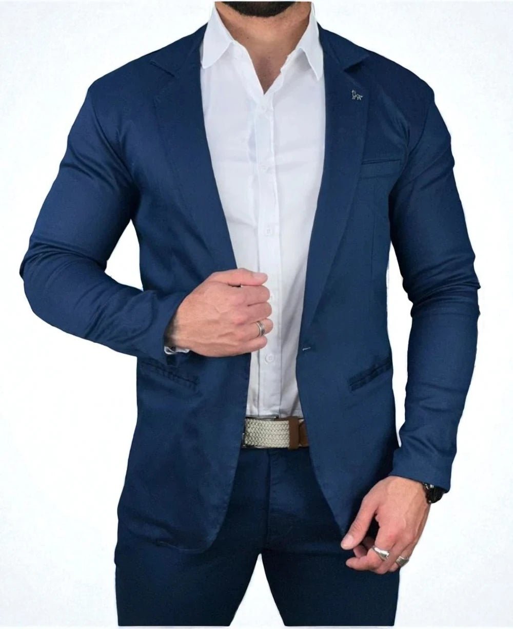 Blazer Azul Marinho Masculino Básico Acetinado - Per Pochi