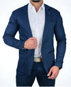 Blazer Azul Marinho Masculino Básico Acetinado - Per Pochi