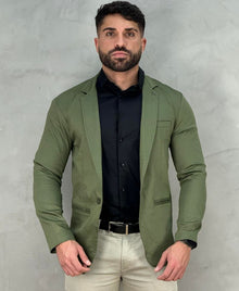 Blazer Verde Militar Masculino Básico Acetinado - Per Pochi