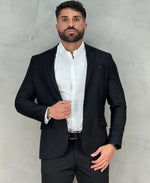 Blazer Preto Masculino Básico Acetinado - Guilherme Soul
