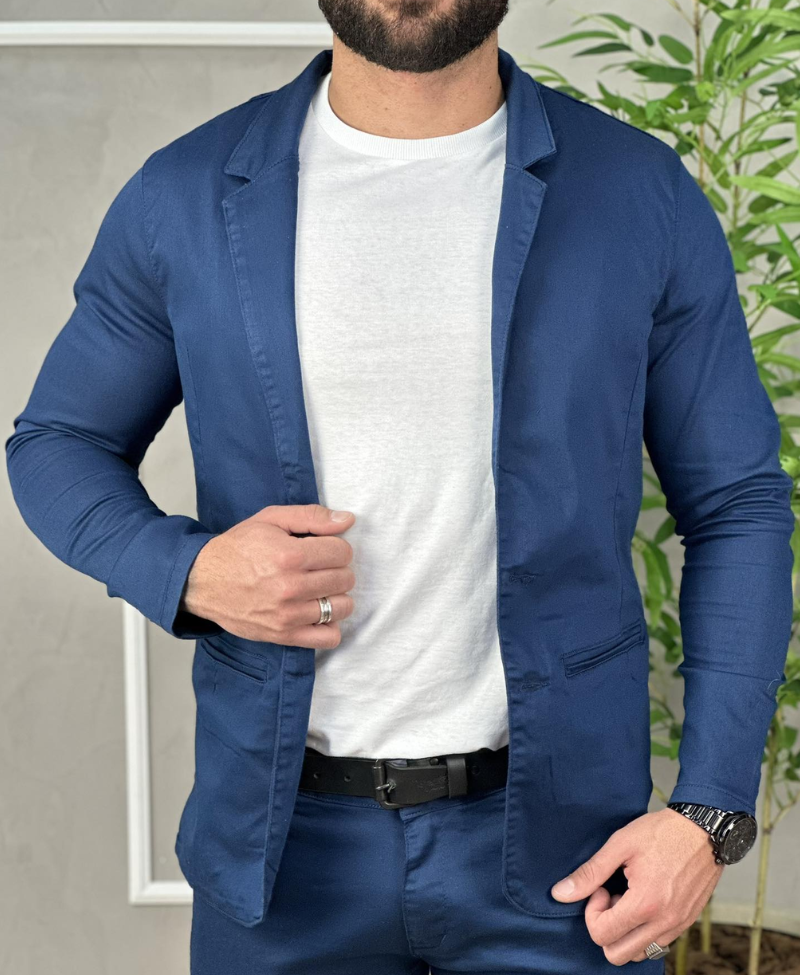 Blazer Azul Marinho Masculino Básico Com Bolso - Paladho´s Jeans Wear
