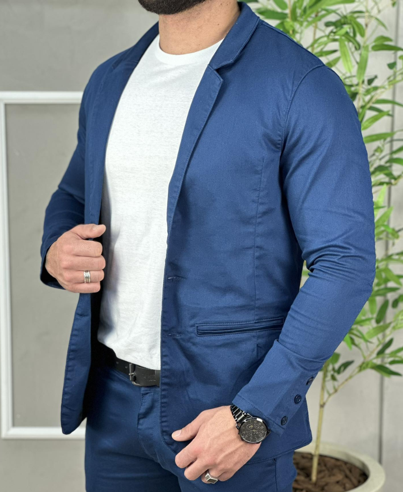 Blazer Azul Marinho Masculino Básico Com Bolso - Paladho´s Jeans Wear