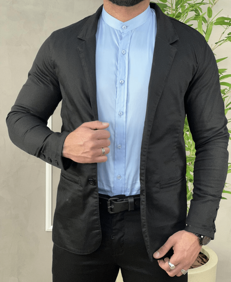 Blazer Preto Masculino Básico Acetinado - Paladho´s Jeans Wear