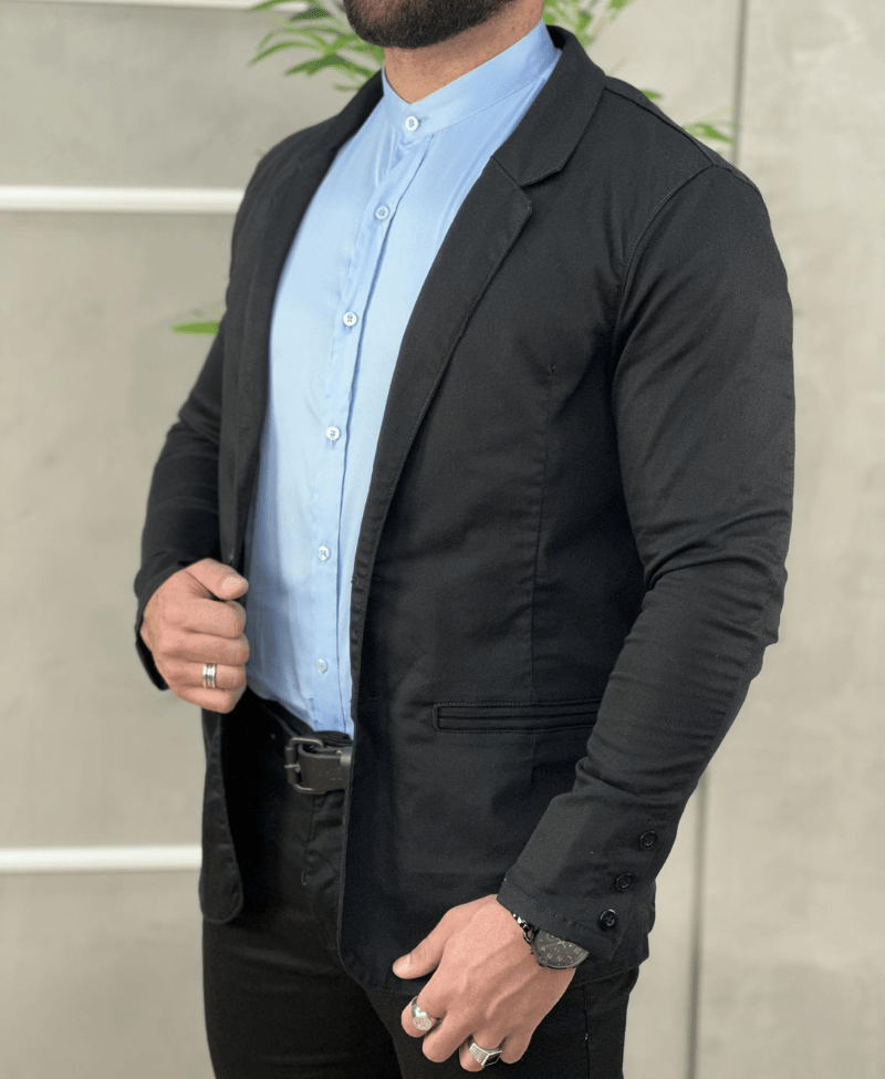 Blazer Preto Masculino Básico Acetinado - Paladho´s Jeans Wear
