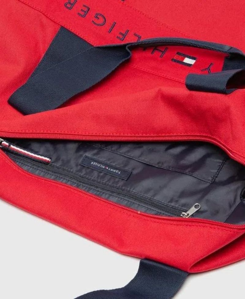 Bolsa Duffle Vermelha Com Logo Da Marca - Tommy Hilfiger