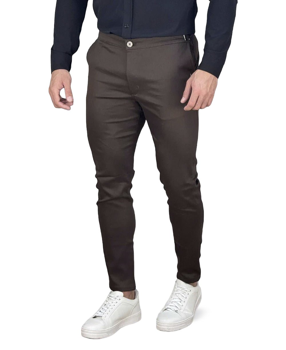 Calça Alfaiataria Marrom Masculina Regulagem - Per Pochi