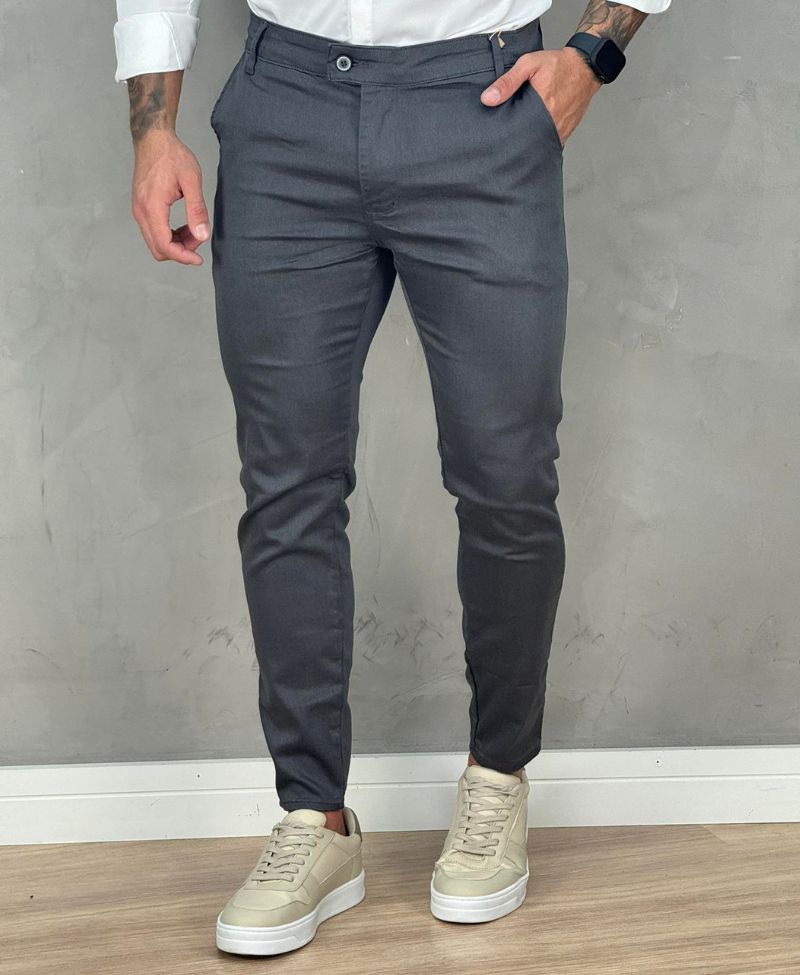 Calça Alfaiataria Cinza Escuro Masculina Super Skinny - Truehero ...