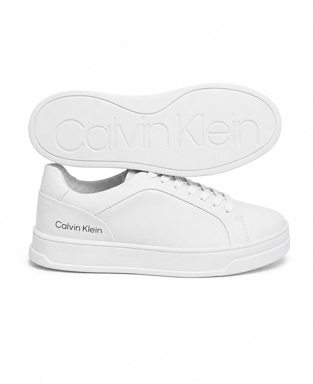 Tênis Branco Masculino De Couro Cano Baixo - Calvin Klein