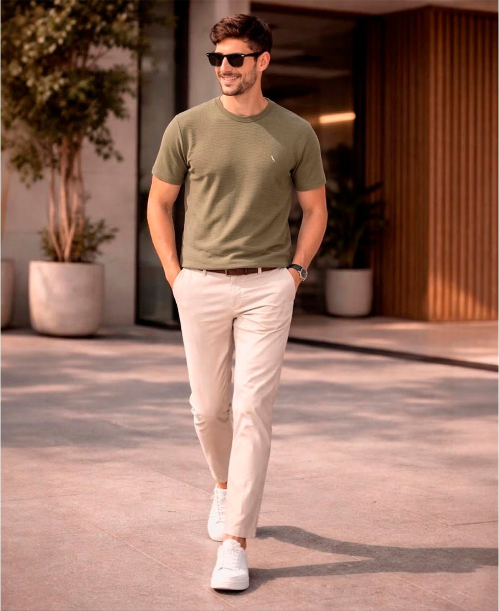 Camiseta Verde Militar Masculina Super Slim - Reserva