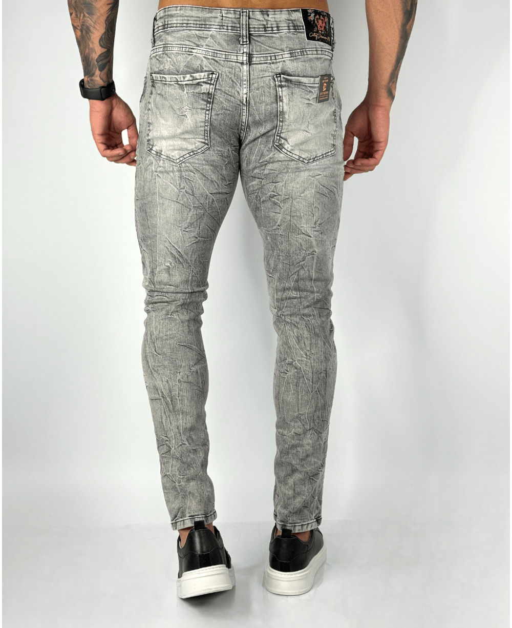 Calça Jens Cinza Mescla Patch - City Denim