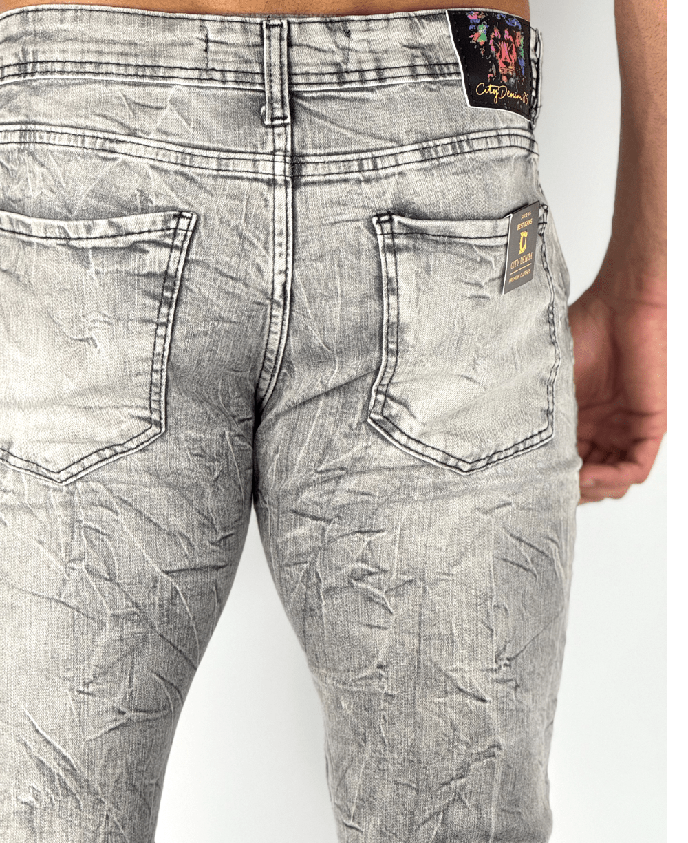 Calça Jens Cinza Mescla Patch - City Denim
