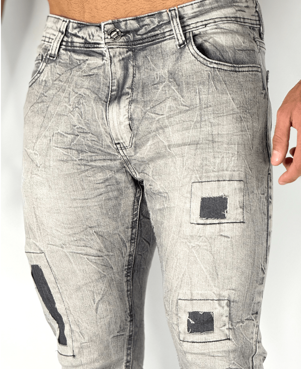 Calça Jens Cinza Mescla Patch - City Denim