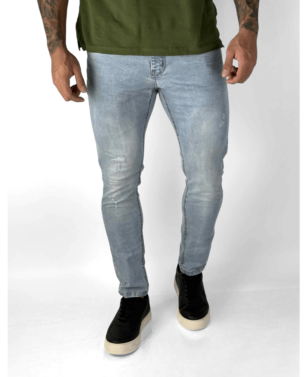Calça Jeans Claro Liso Destroyd - City Denim