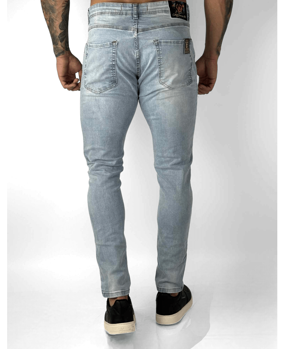 Calça Jeans Claro Liso Destroyd - City Denim
