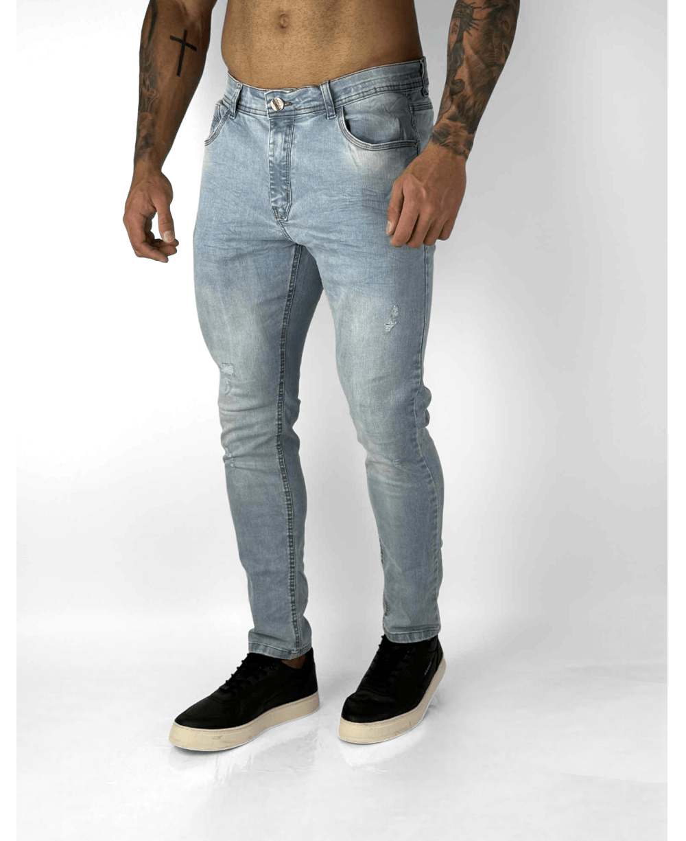 Calça Jeans Claro Liso Destroyd - City Denim