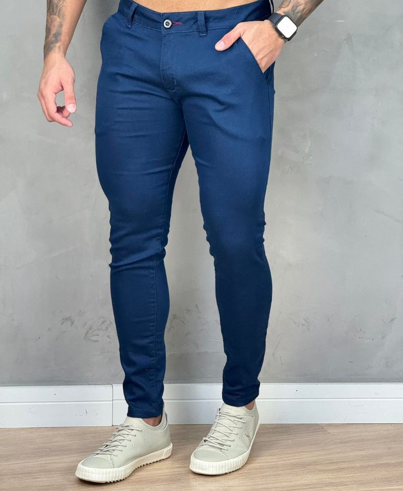 Calça Alfaiataria Azul Bic Masculina Super Skinny  - Paladho´s Jeans