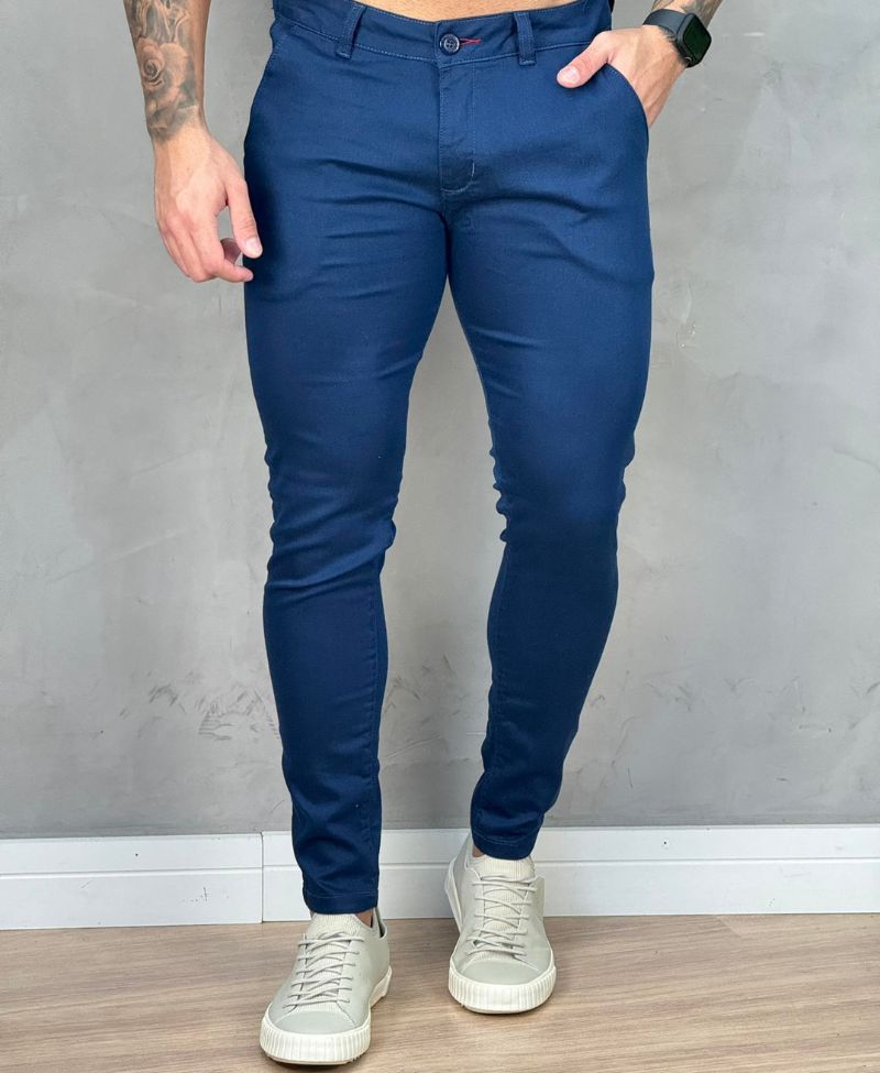 Calça Alfaiataria Azul Bic Masculina Super Skinny  - Paladho´s Jeans