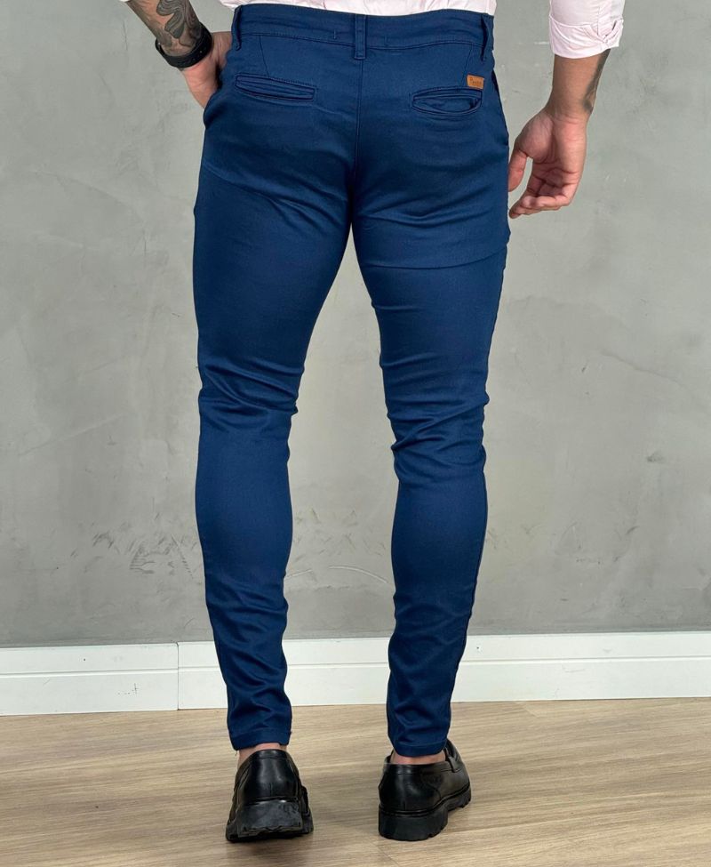 Calça Alfaiataria Azul Escuro Masculina Super Skinny - Paladho´s Jeans