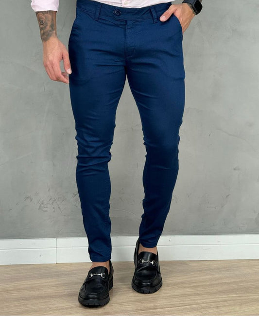 Calça Alfaiataria Azul Escuro Masculina Super Skinny - Paladho´s Jeans