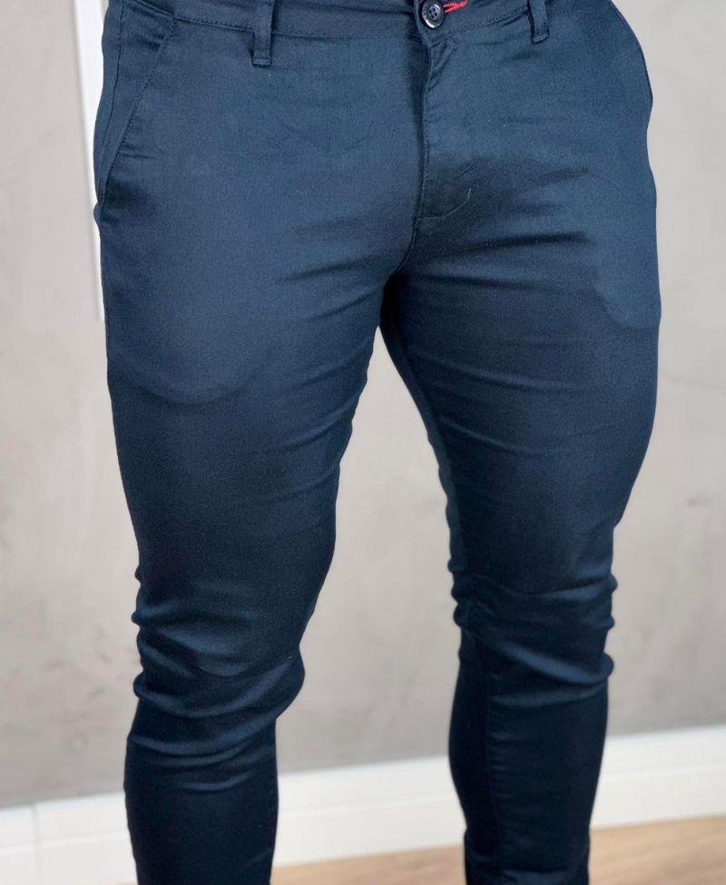 Calça Alfaiataria Azul Marinho Masculina Slim Acetinada - Paladho´s Jeans Wear