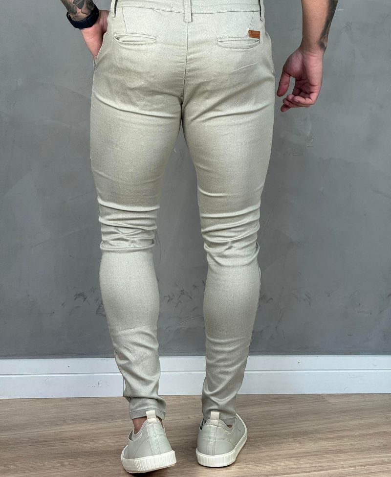 Calça Alfaiataria Bege Masculina Super Skinny - Paladho´s Jeans