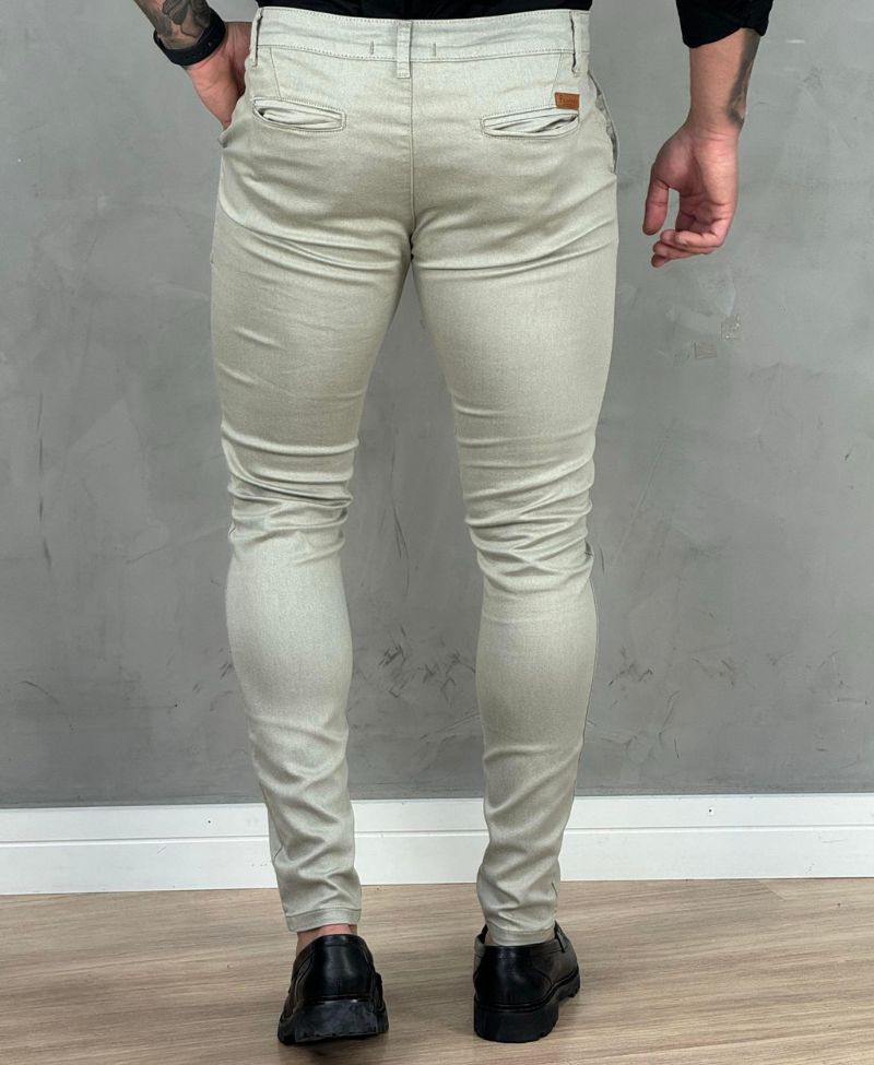 Calça Alfaiataria Bege Masculina Super Skinny - Paladho´s Jeans