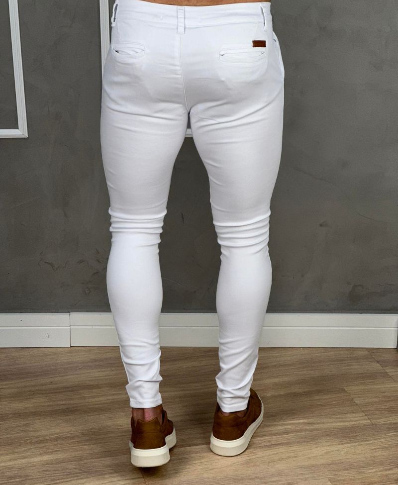 Calça Alfaiataria Branca Masculina Super Skinny - Paladho´s Jeans