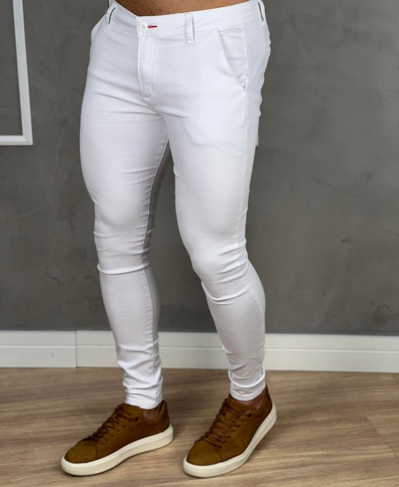 Calça Alfaiataria Branca Masculina Super Skinny - Paladho´s Jeans
