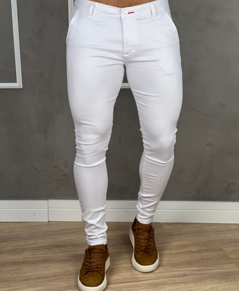 Calça Alfaiataria Branca Masculina Super Skinny - Paladho´s Jeans