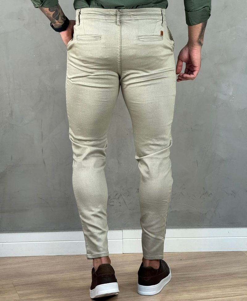 Calça Alfaiataria Caqui Claro Masculina Super Skinny - Truehero