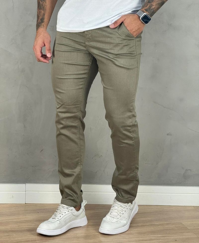 Calça Alfaiataria Caqui Masculina Slim  - Paladho´s Jeans Wear