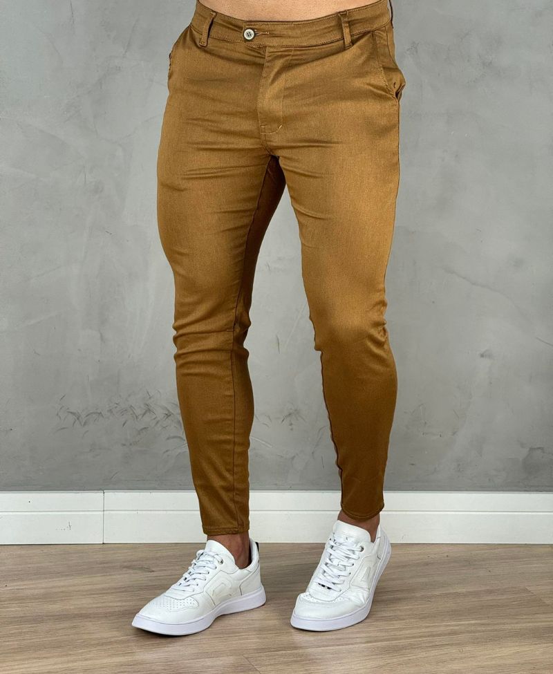 Calça Alfaiataria Caramelo Masculina Super Skinny - Truehero