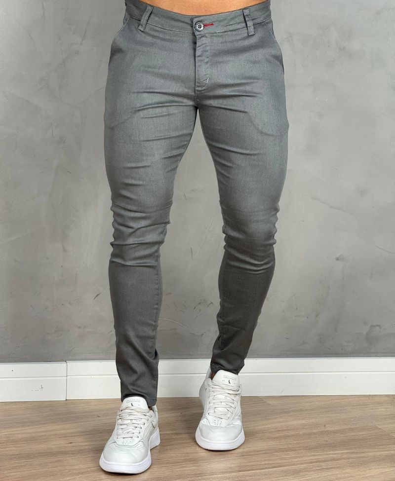 Calça Alfaiataria Cinza Claro Masculina Super Skinny  - Paladho´s Jeans Wear