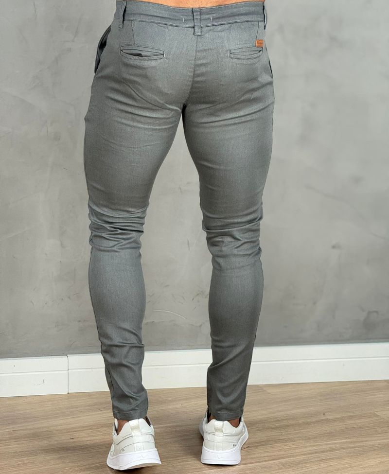 Calça Alfaiataria Cinza Claro Masculina Super Skinny  - Paladho´s Jeans Wear