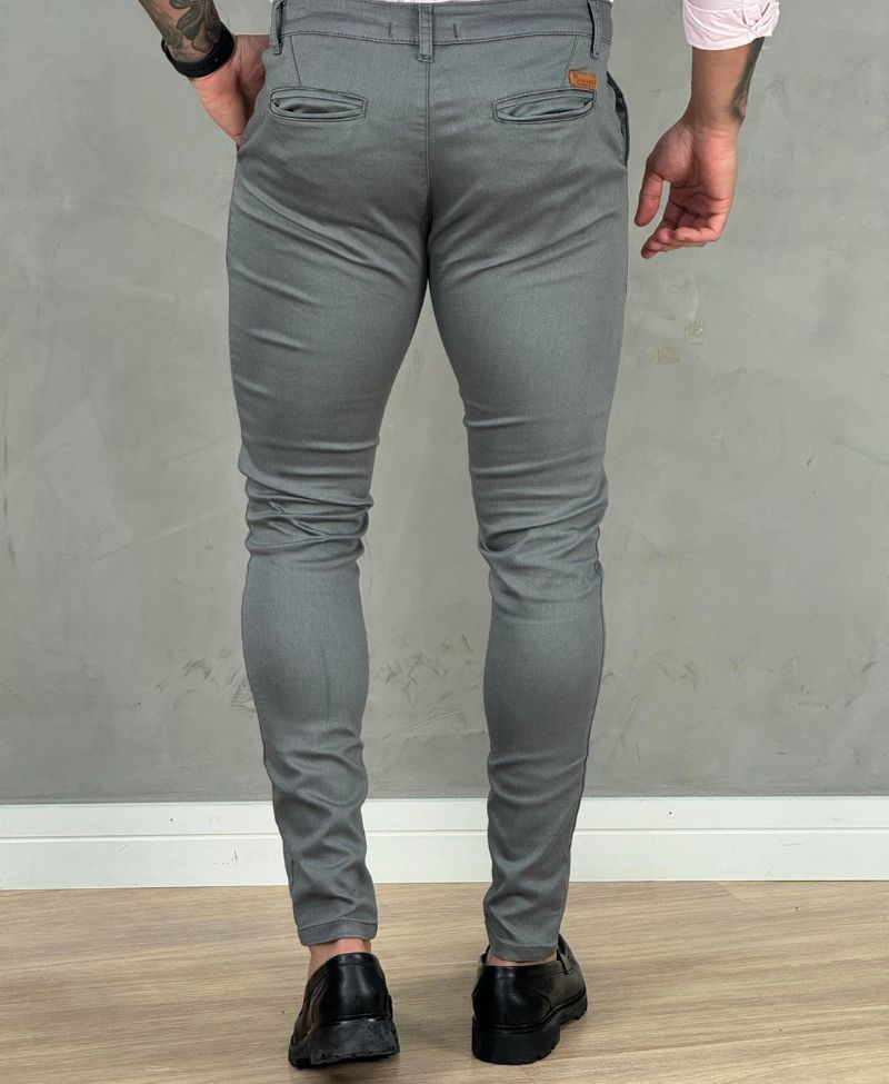 Calça Alfaiataria Cinza Masculina Super Skinny  - Paladho´s Jeans