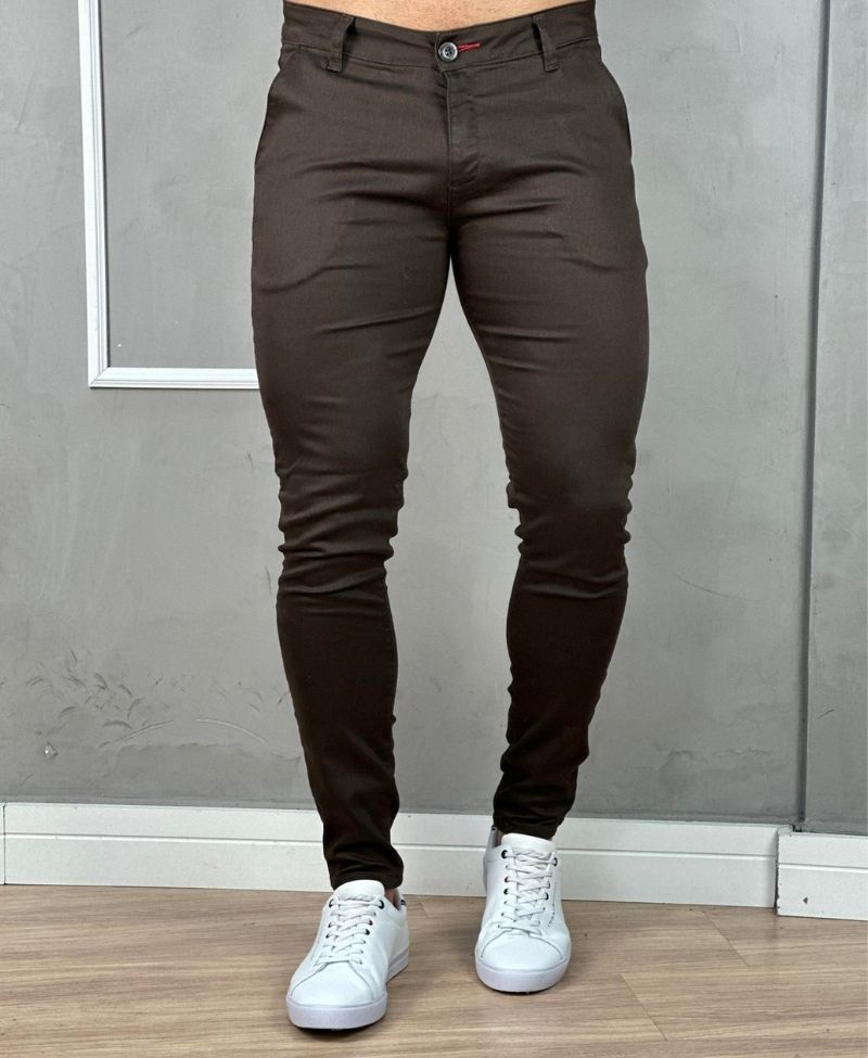 Calça Alfaiataria Masculina Marrom Skinny - Paladho´s Jeans Wear