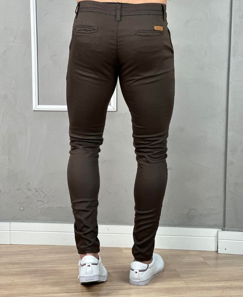 Calça Alfaiataria Marrom Masculina Super Skinny - Paladho´s Jeans