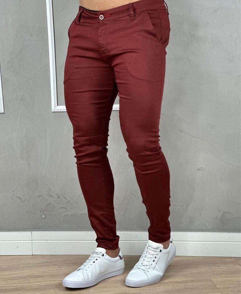 Calça jeans vinho fashion masculina